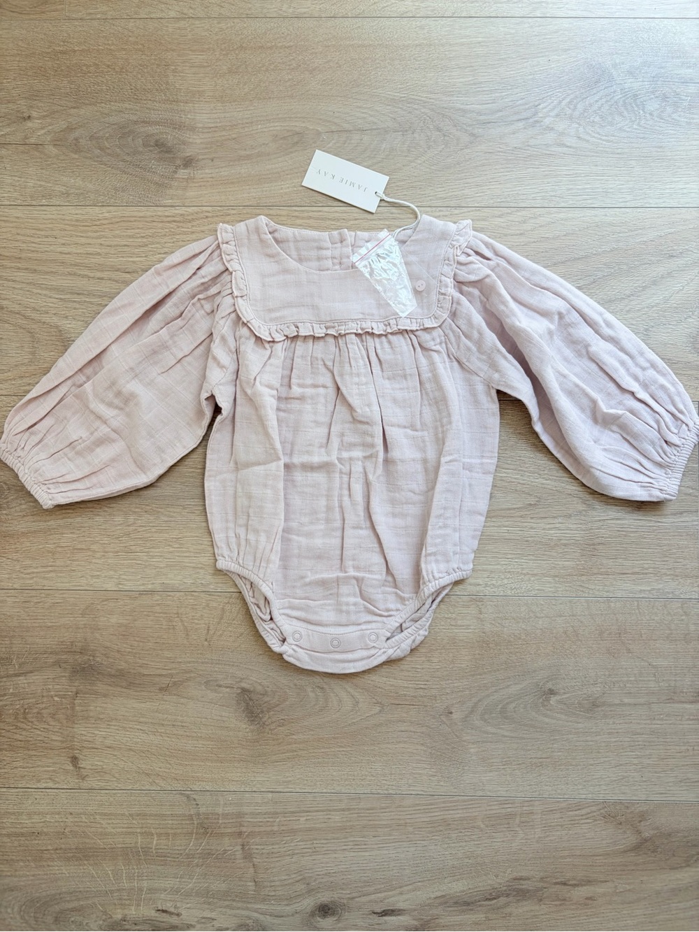 Jamie Kay Blush Pink Baby Romper with Ruffle Yoke